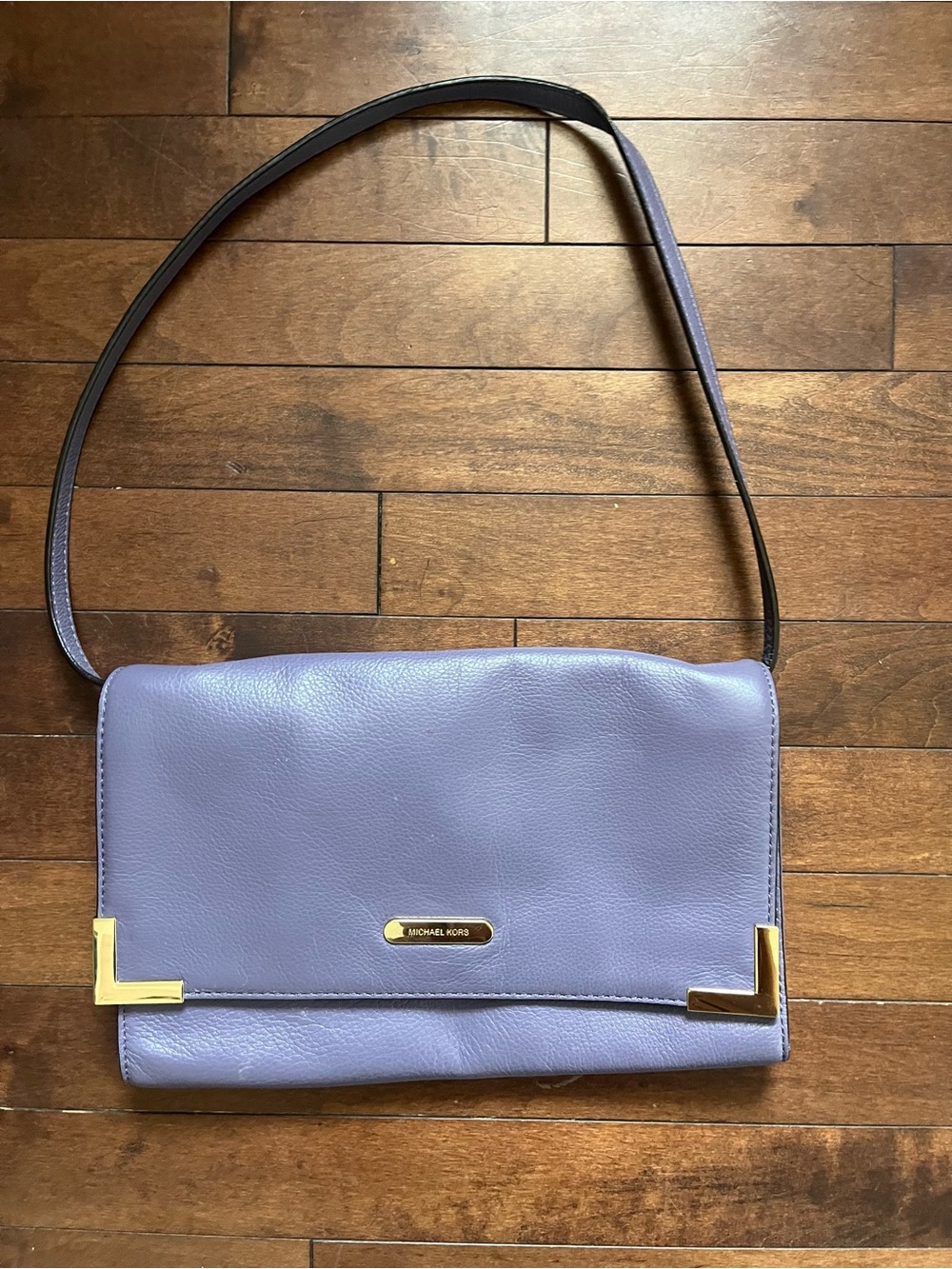 Michael Kors Lavender Leather Crossbody with Gold Accents